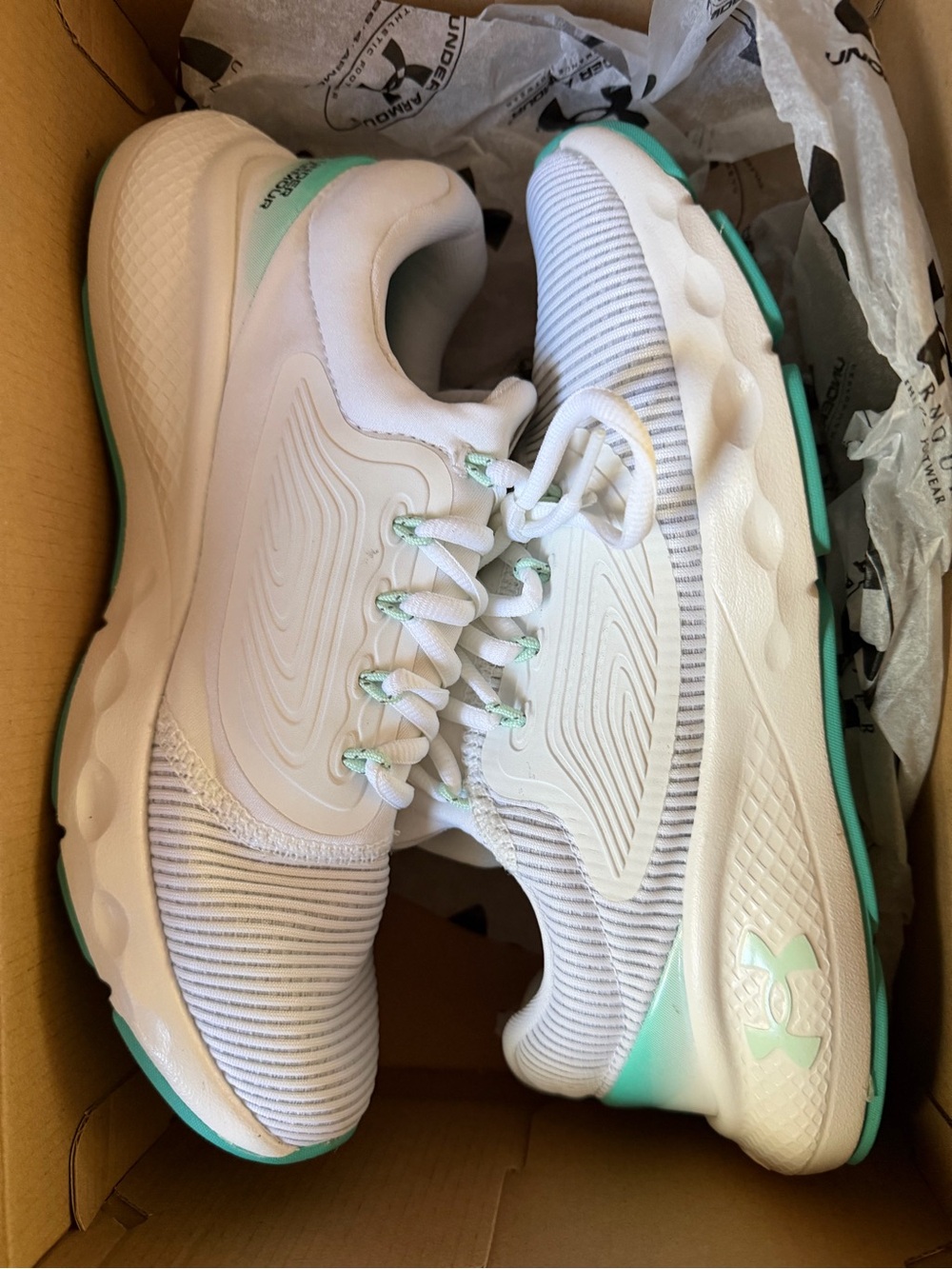 Under Armour White and Mint Athletic Trainers for Women